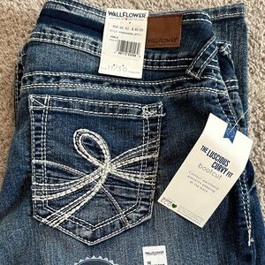 Wallflower Dark Blue Boot Cut Jeans with White Pocket Stitching